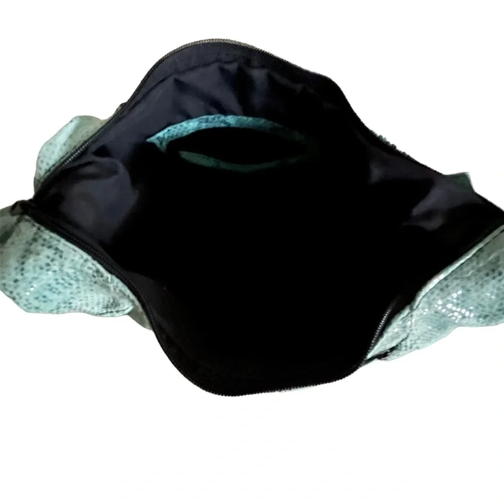 Mint Snakeskin Print Hobo Bag w Silver Sprinkle of Shimmering Fairy Dust Perfect